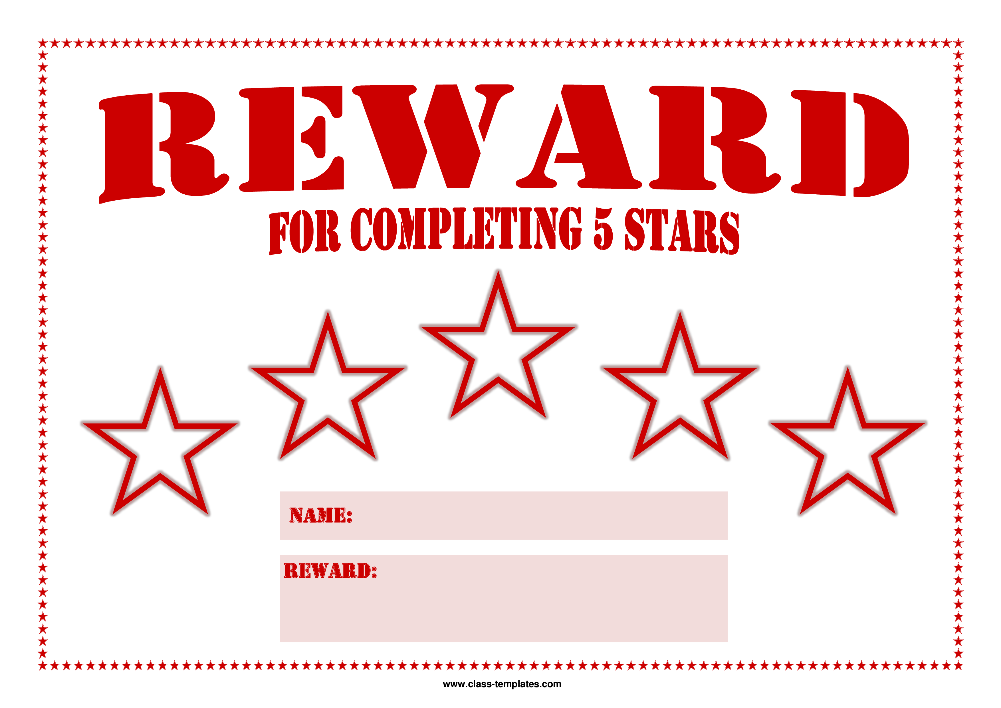 5 star reward chart modèles