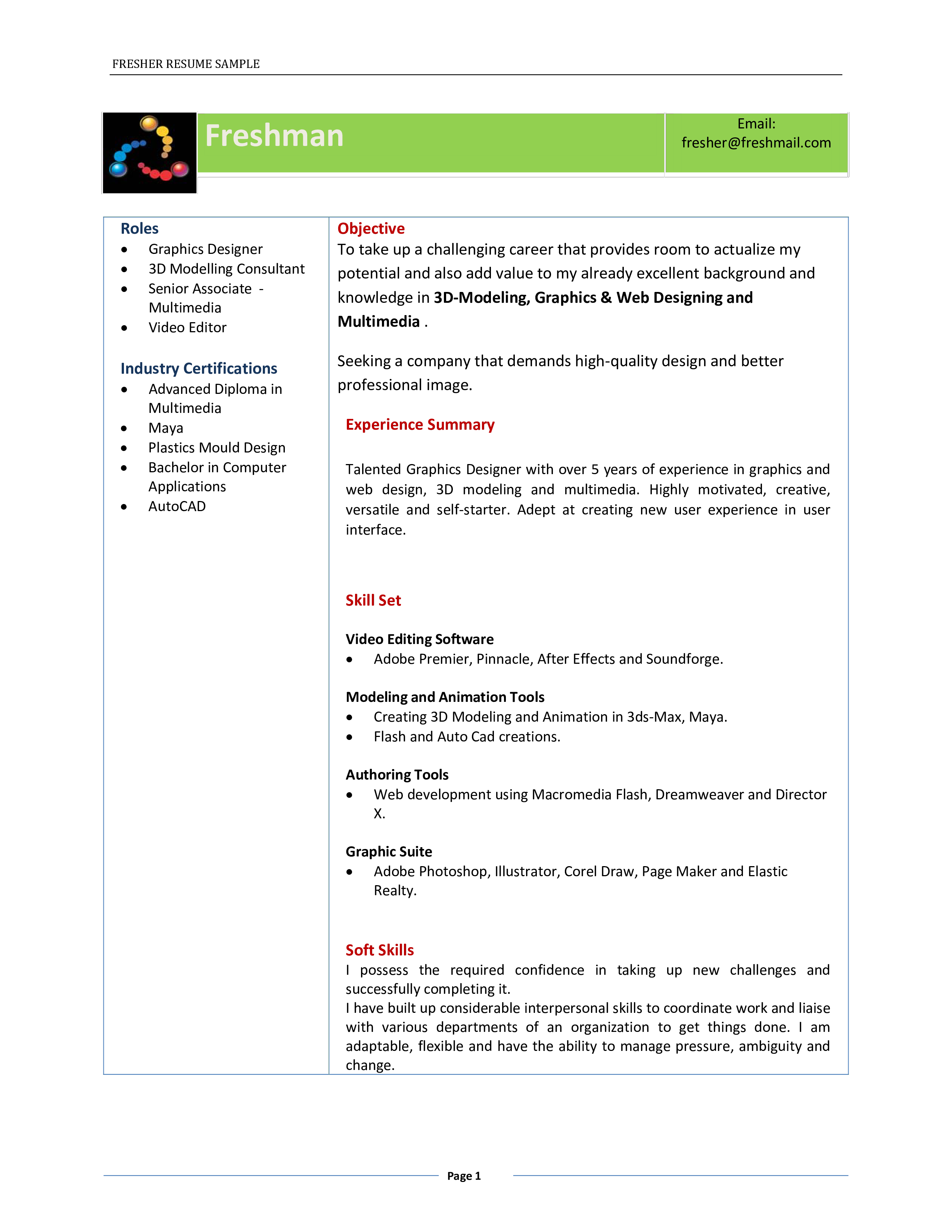 graphic designer fresher resume voorbeeld afbeelding 