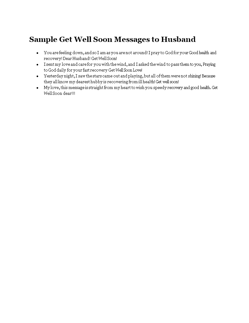 Sample Get Well Soon Messages To Husband main image