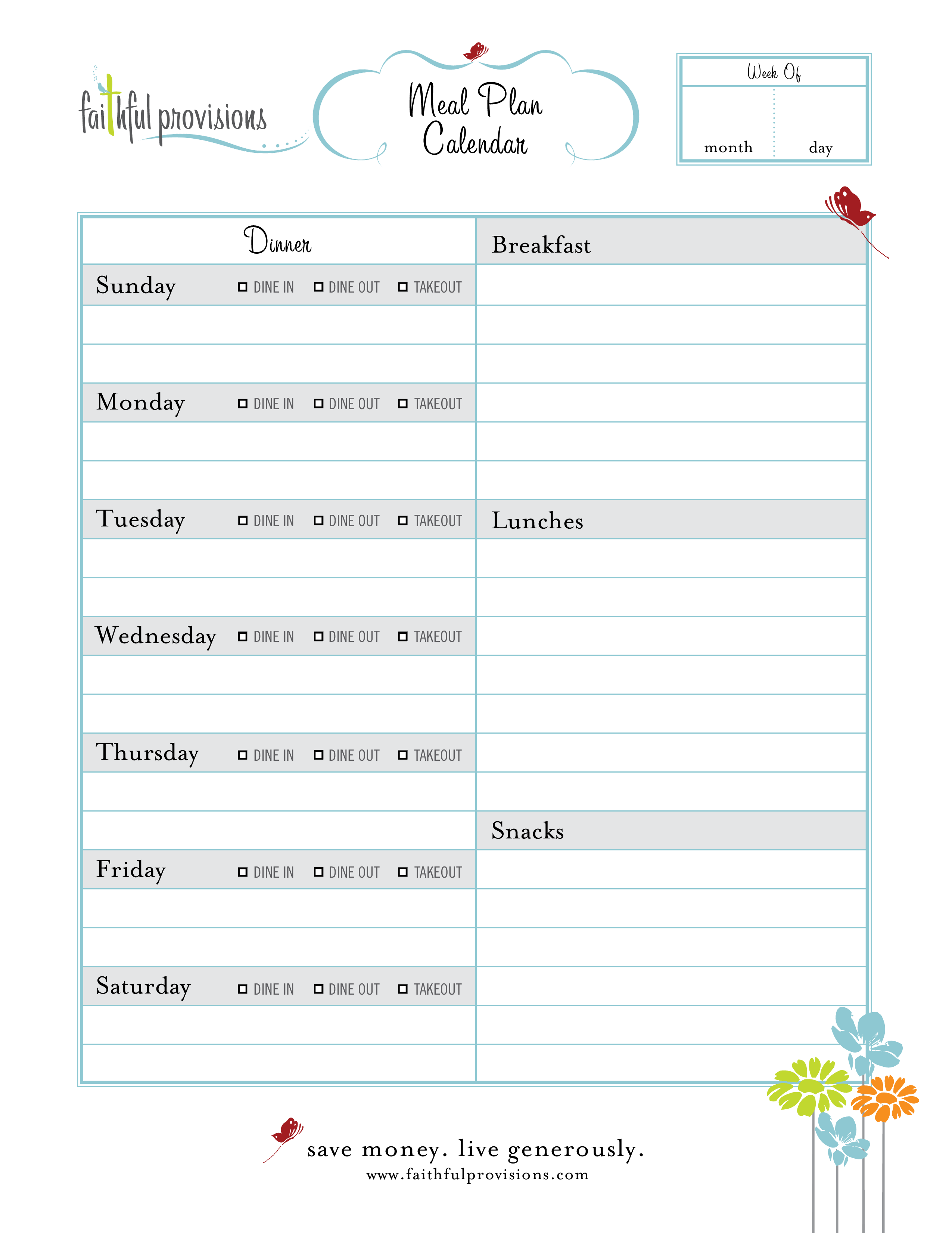 meal planning voorbeeld afbeelding 