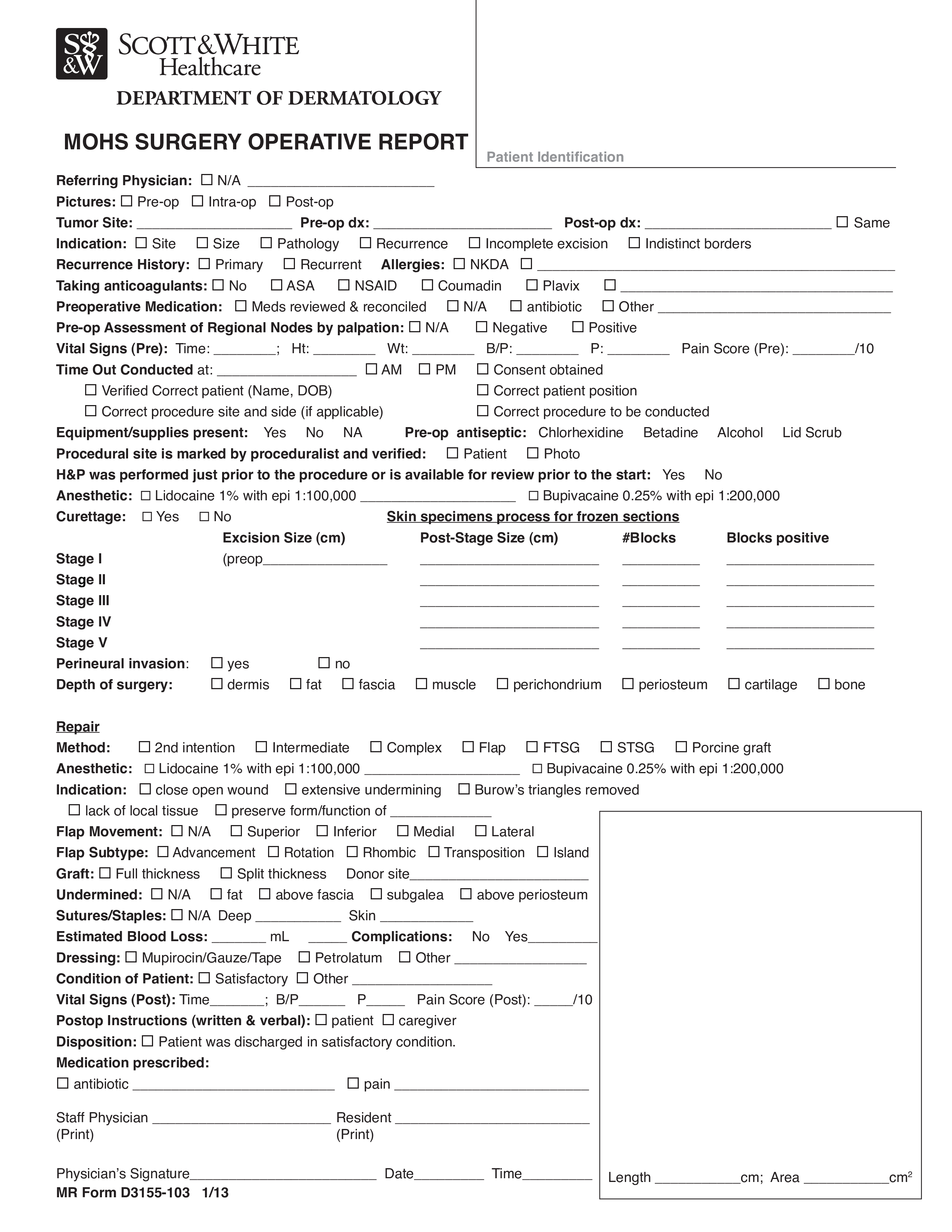 surgery operative report template