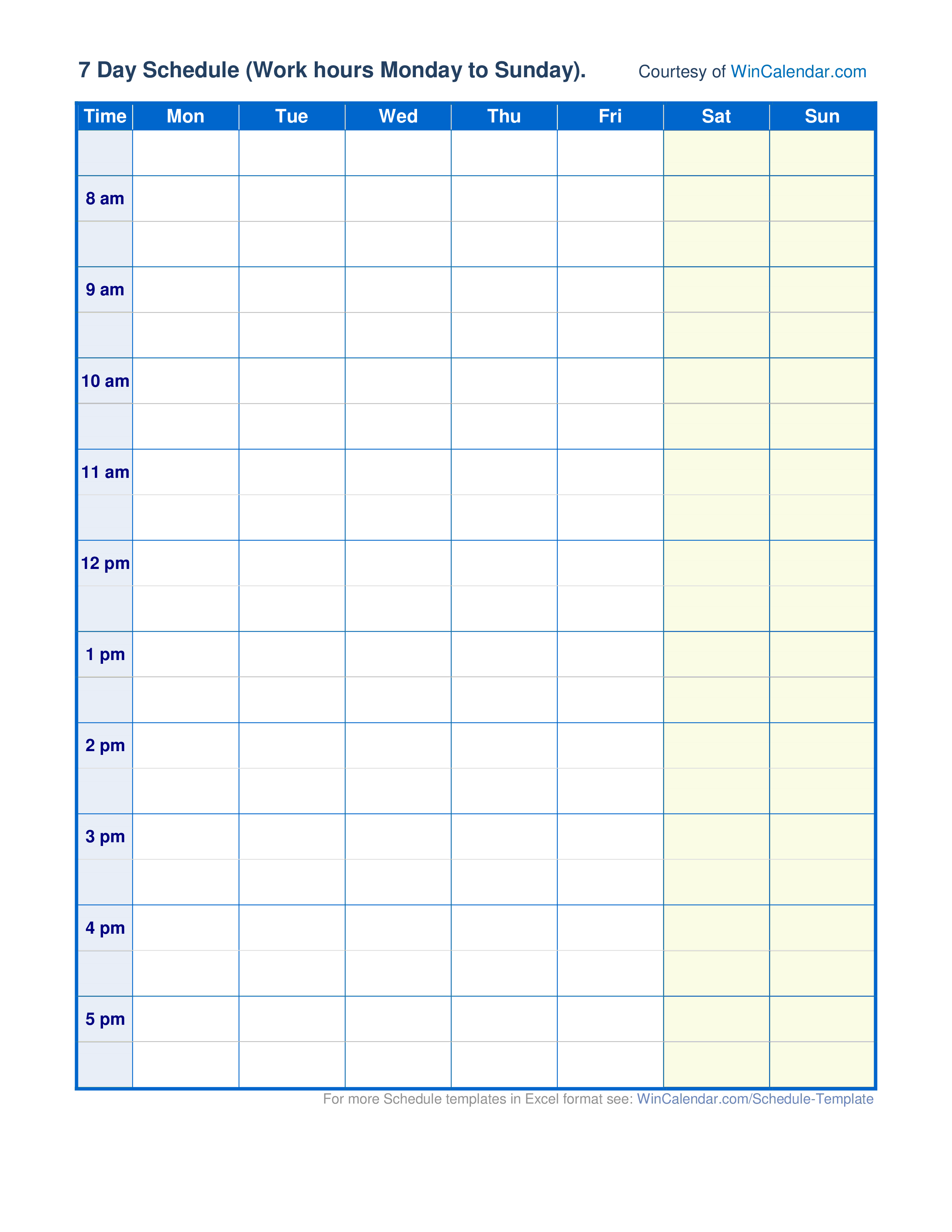 Blank Scheduling Calendar 模板