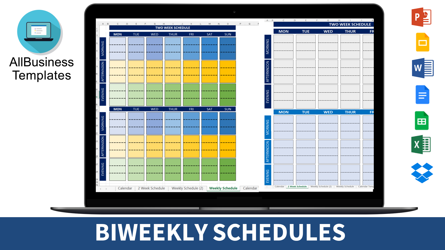 biweekly schedule excel voorbeeld afbeelding 