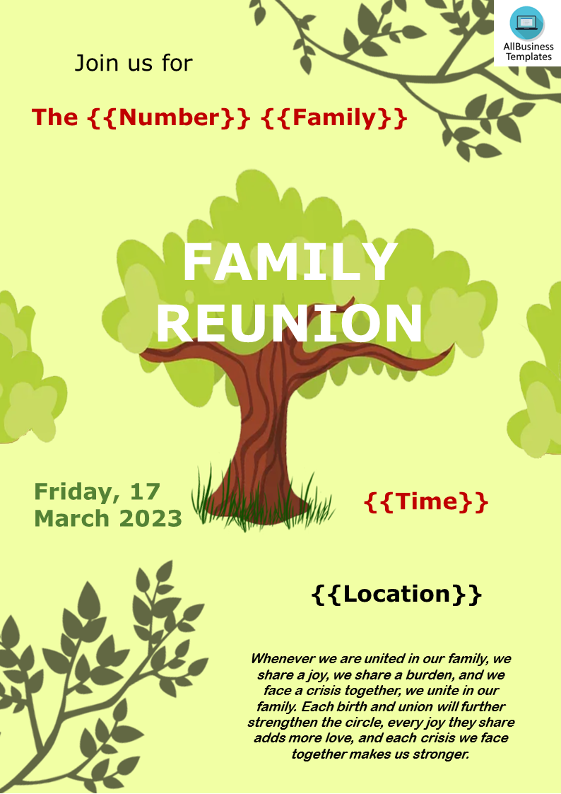 Family reunion flyer template 模板