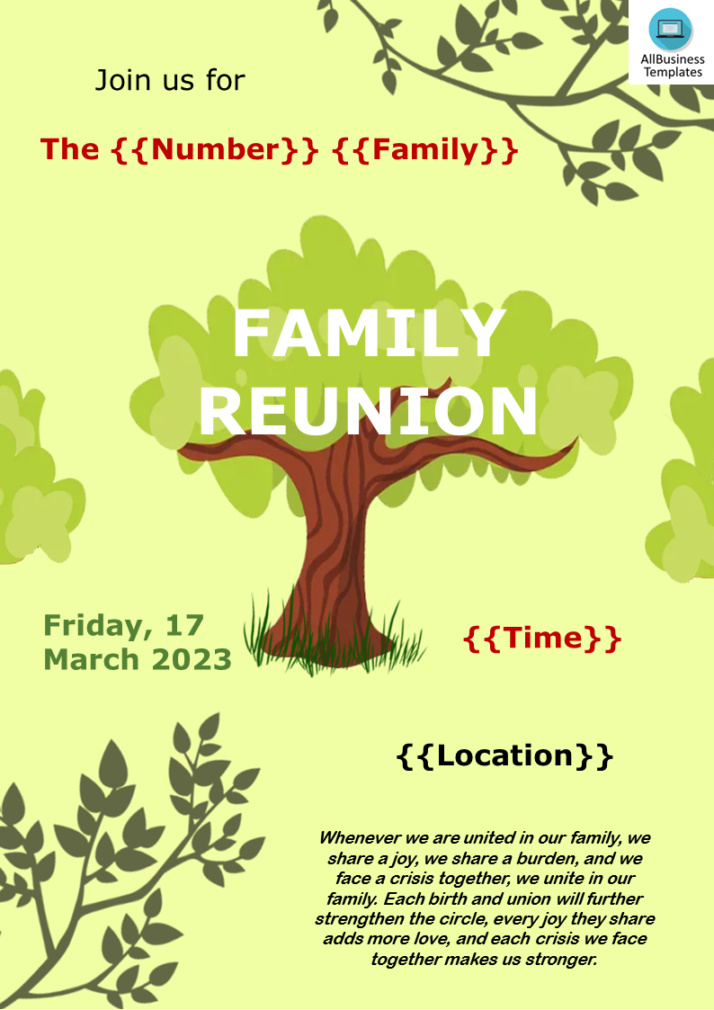 family reunion flyer template voorbeeld afbeelding 