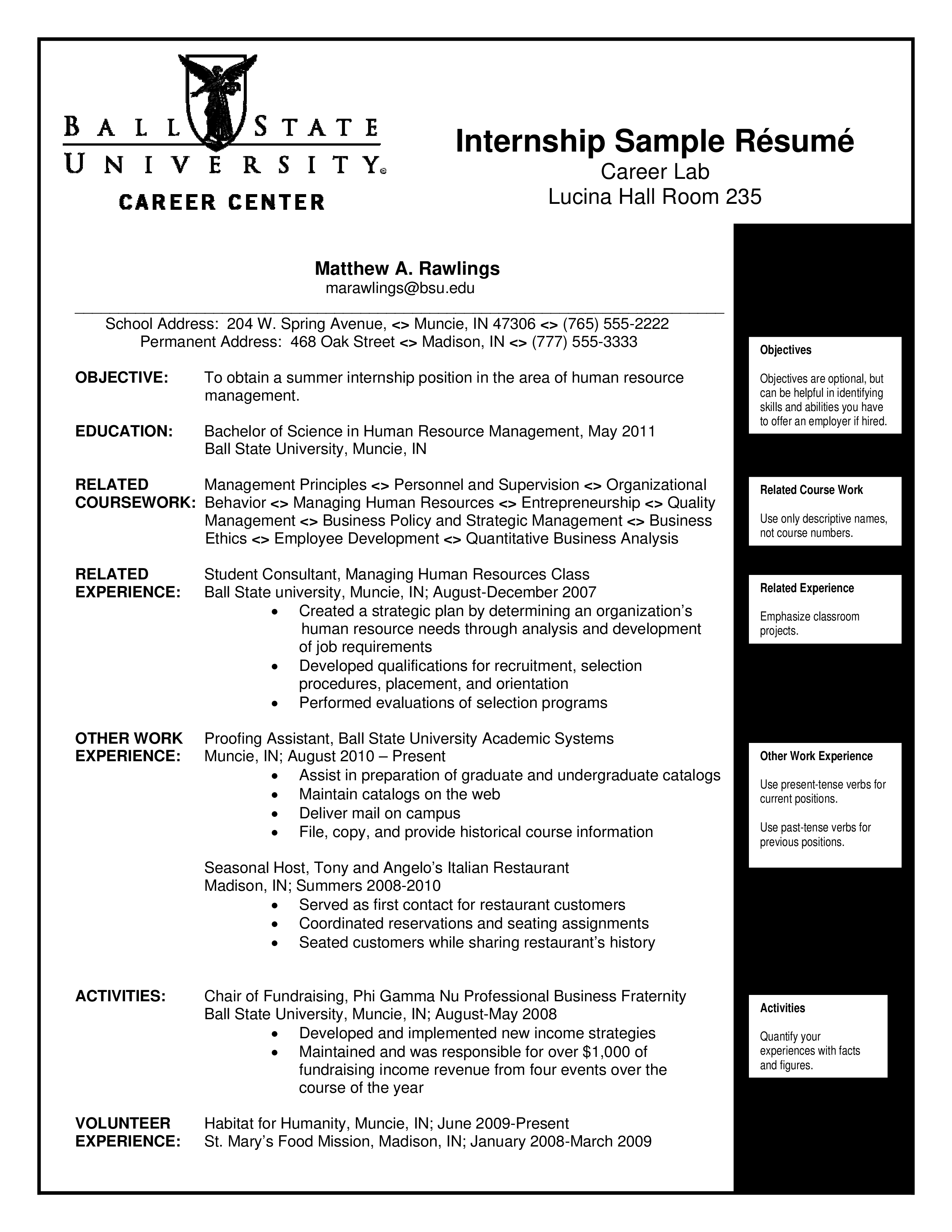 hr internship curriculum vitae voorbeeld afbeelding 