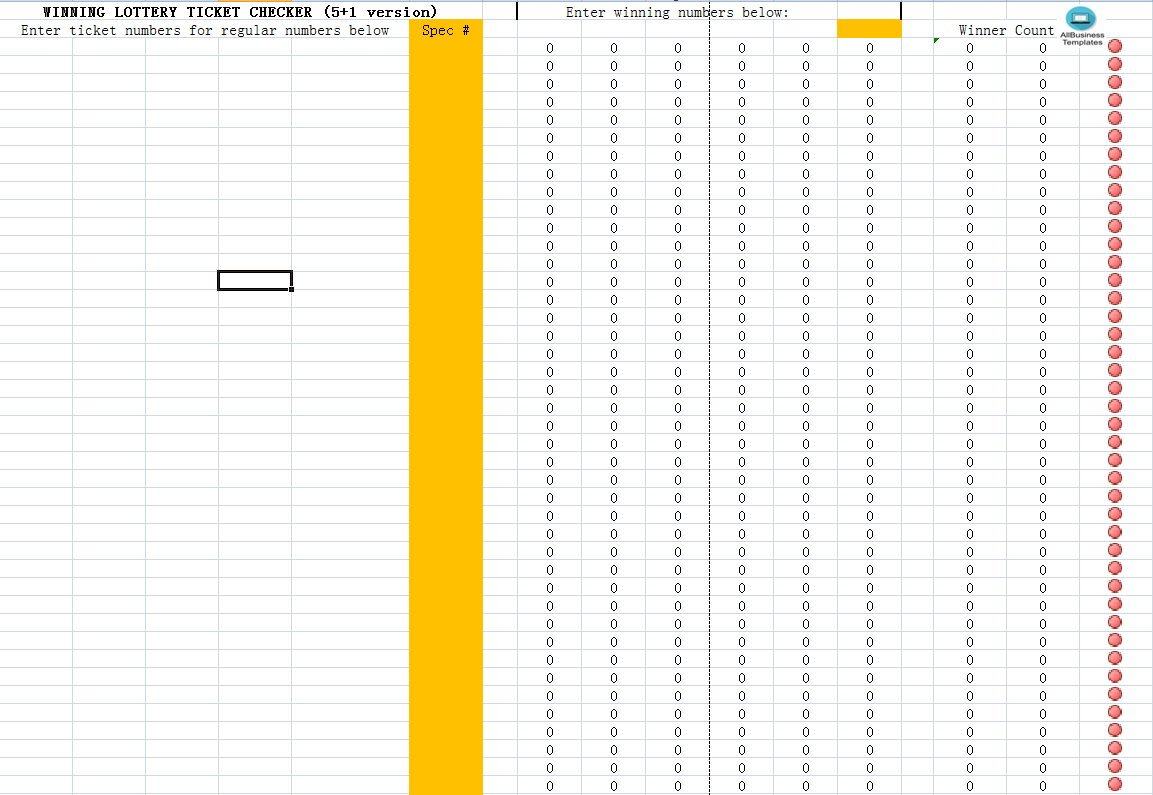 lottery checker spreadsheet 模板