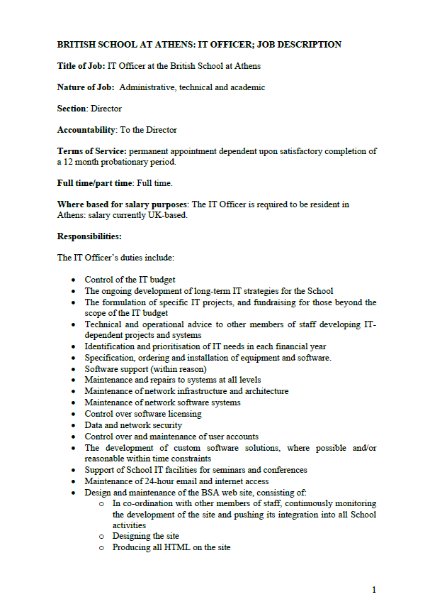 IT Revised  Officer Job Description Template main image