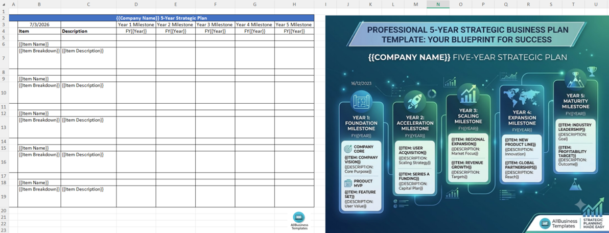 5 year business plan template plantilla imagen principal