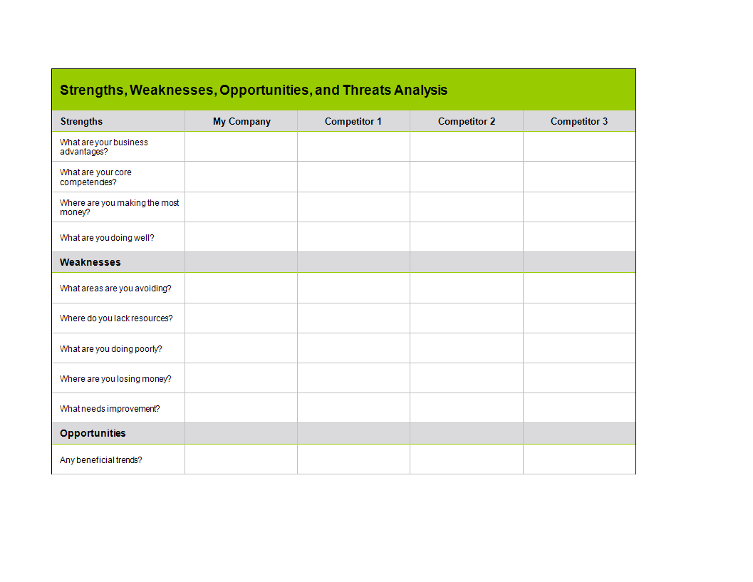 competitive analysis template sheet in excel voorbeeld afbeelding 