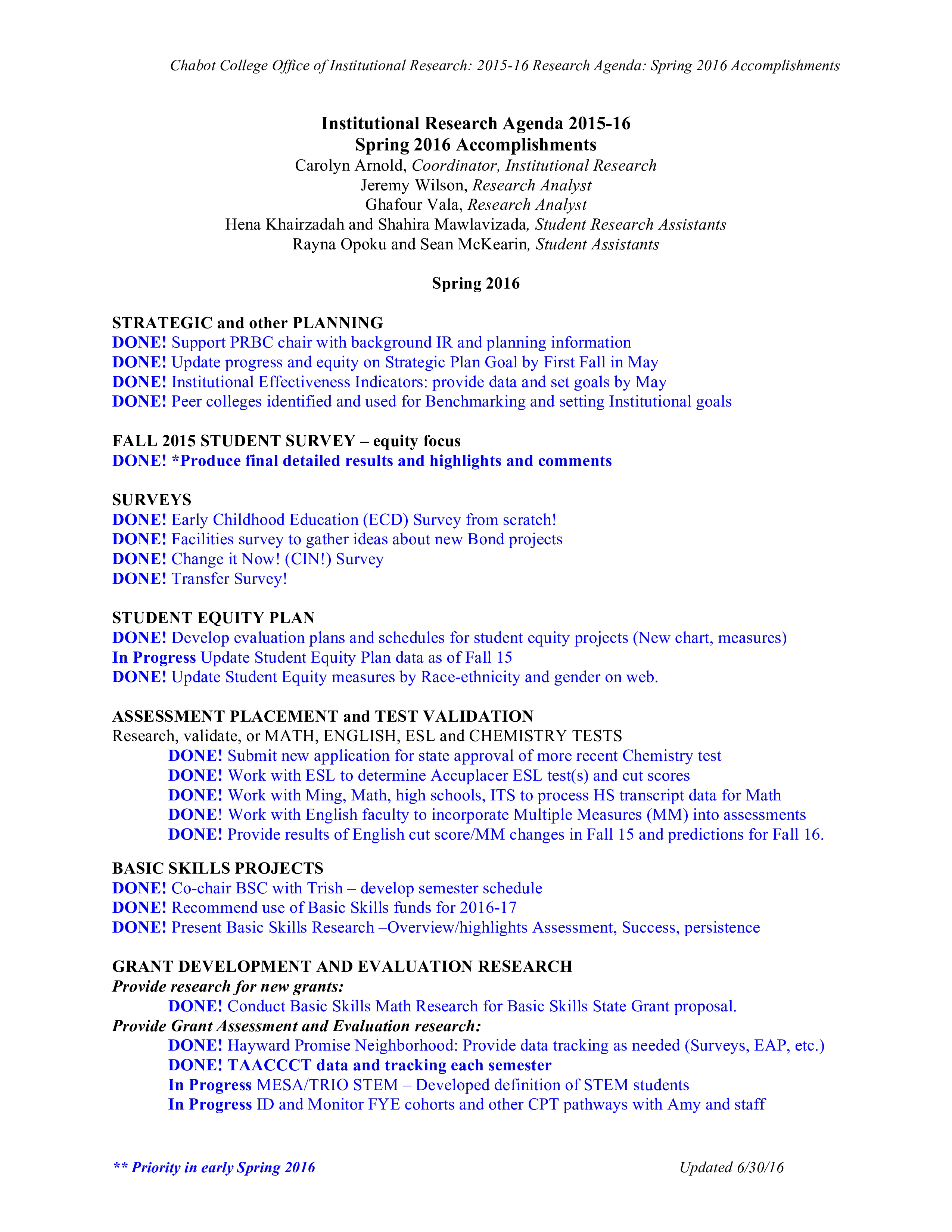 institutional research agenda template