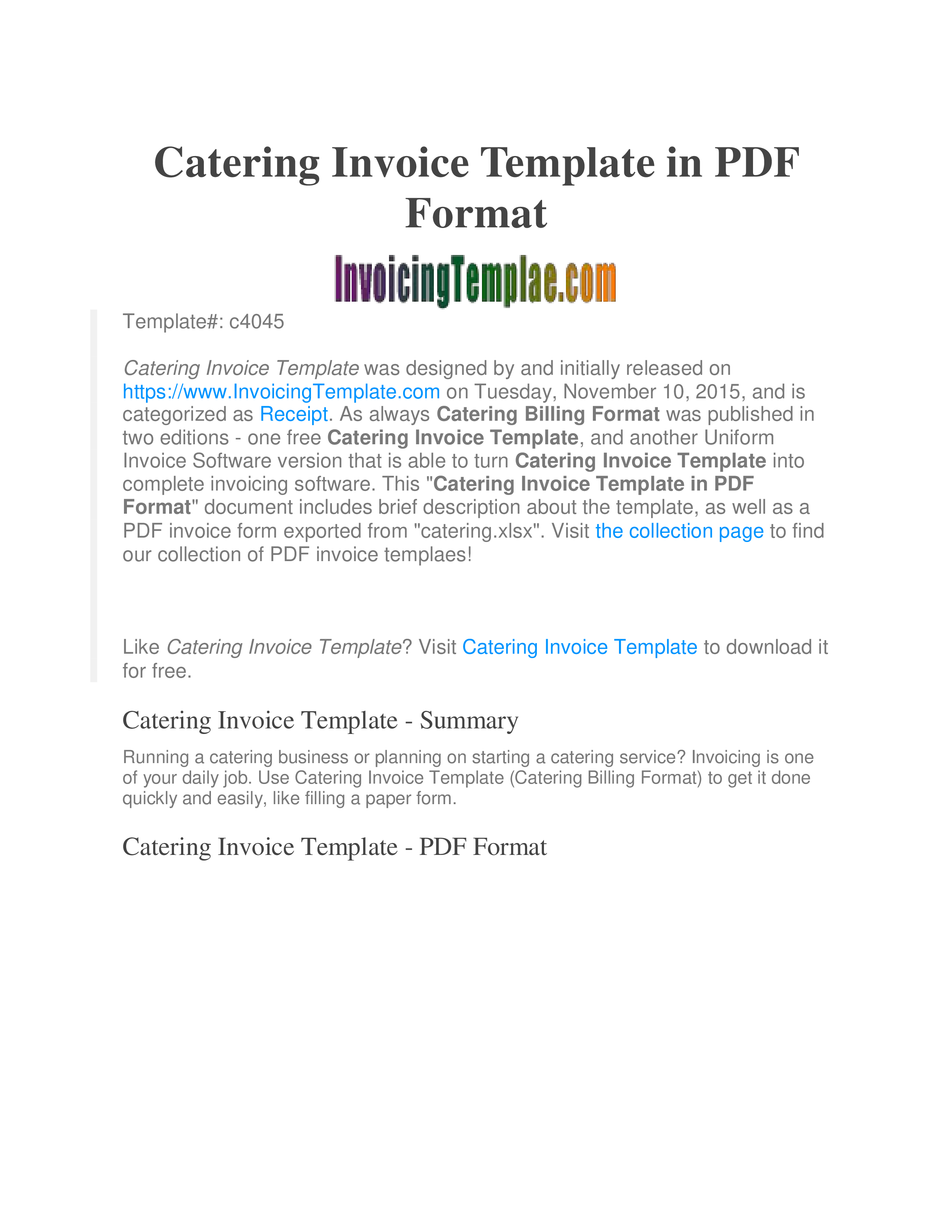 printable catering invoice Hauptschablonenbild