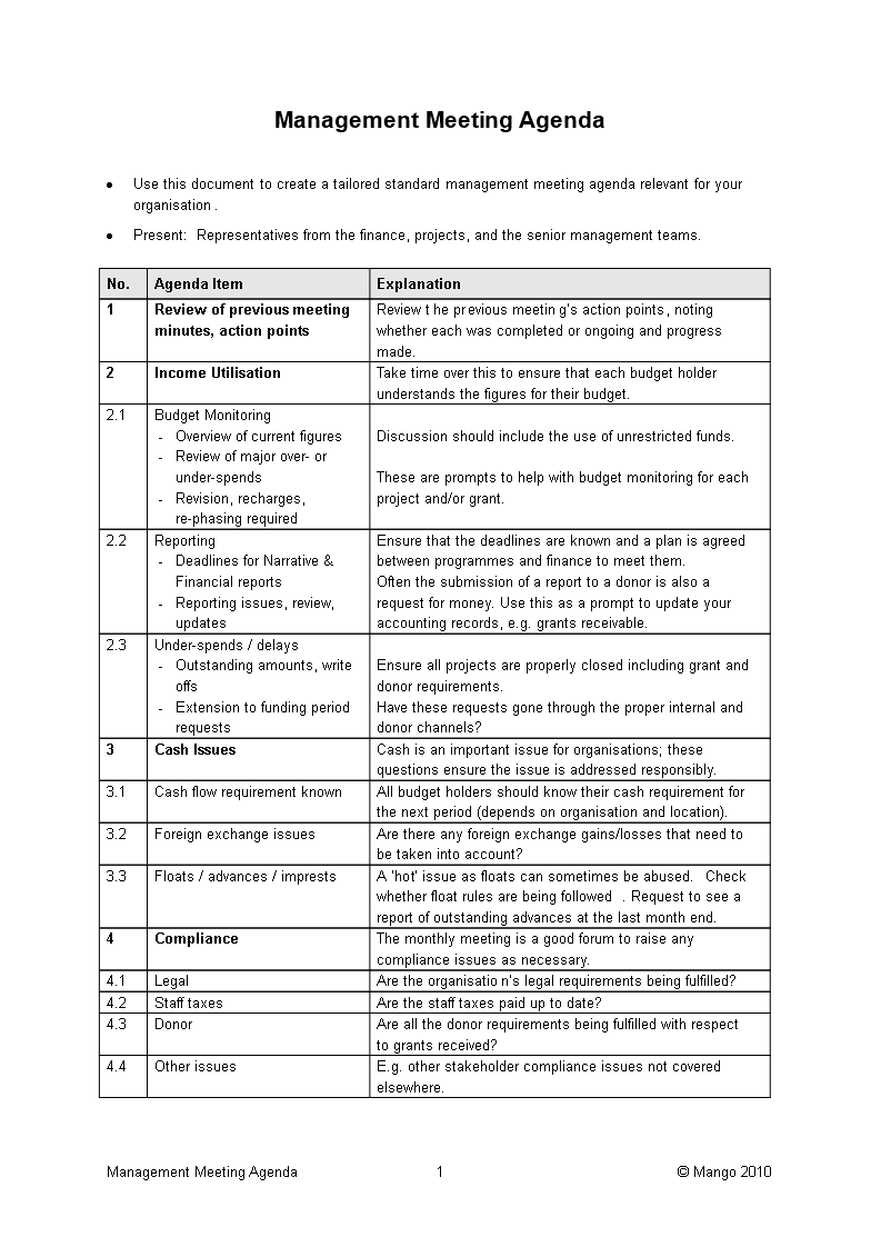 management meeting agenda in word plantilla imagen principal