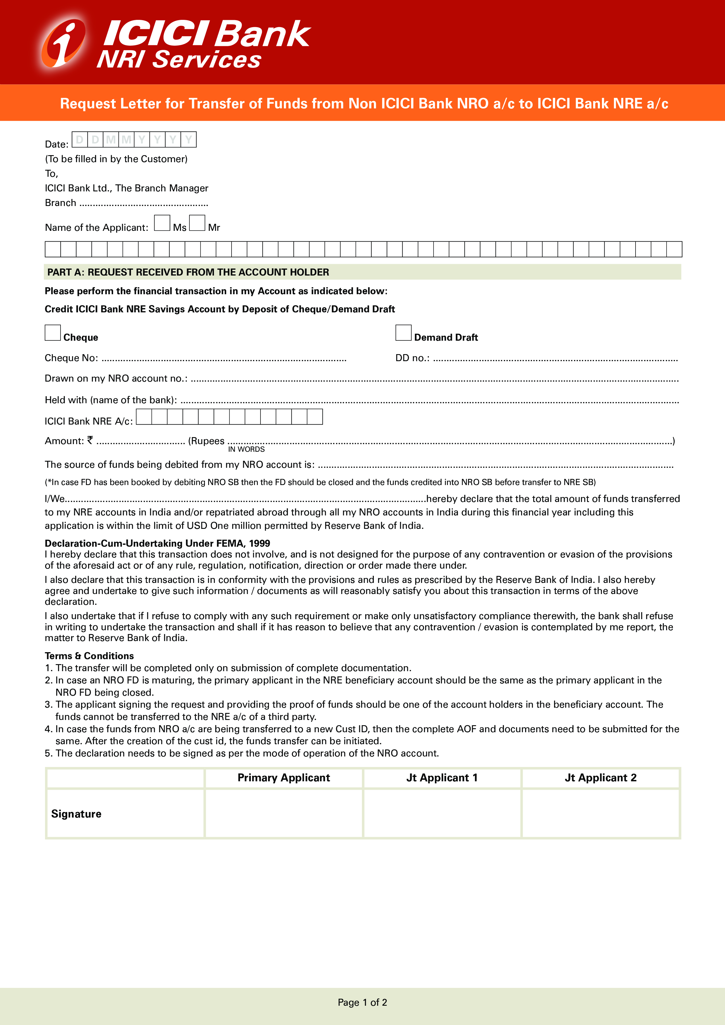 bank account fund transfer letter template