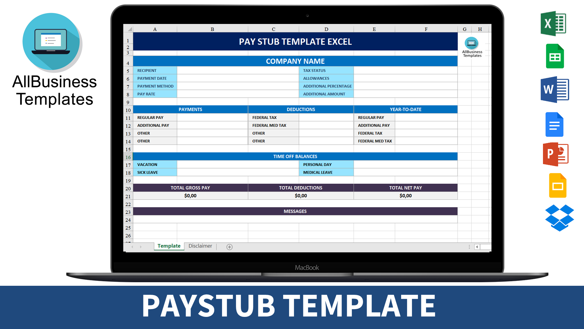 Pay Stub Template Excel main image