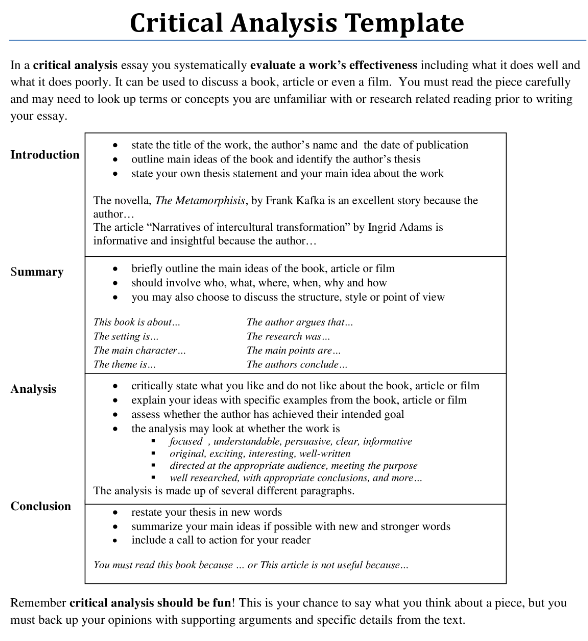 critical analysis essay Hauptschablonenbild