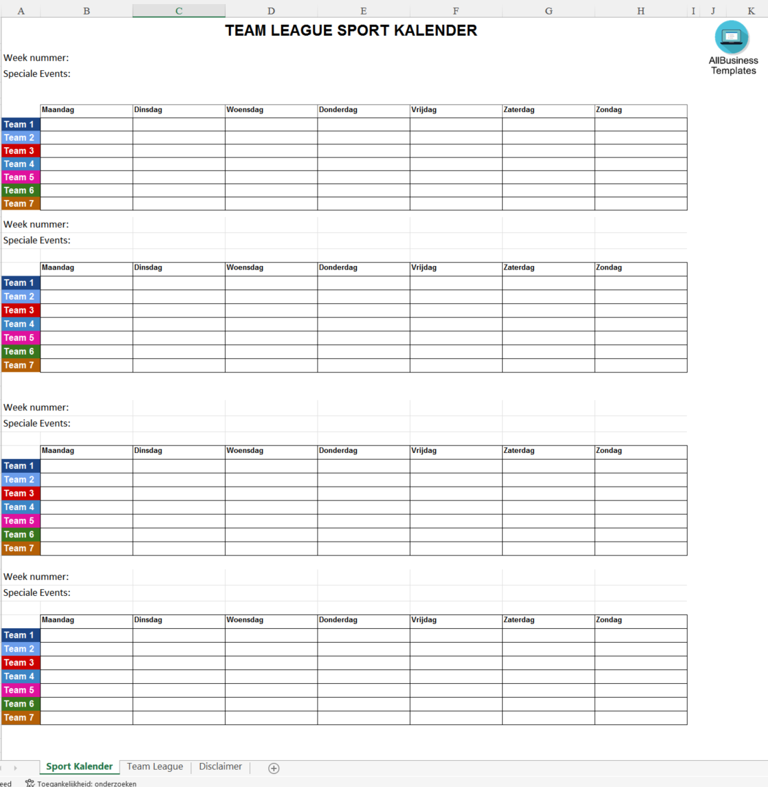 team league schema voorbeeld afbeelding 