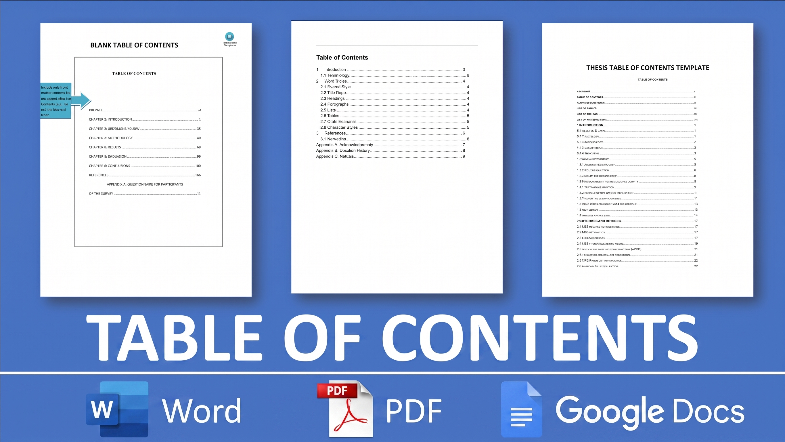 Table of Contents Templates