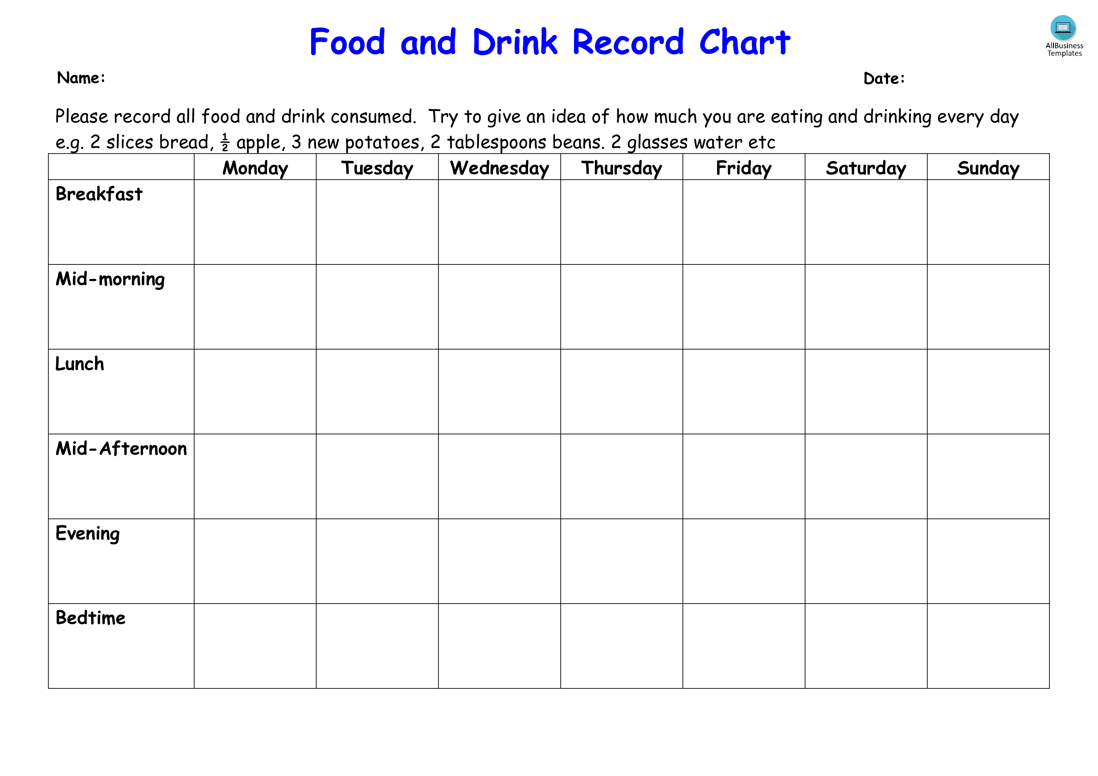 food and drink record chart modèles