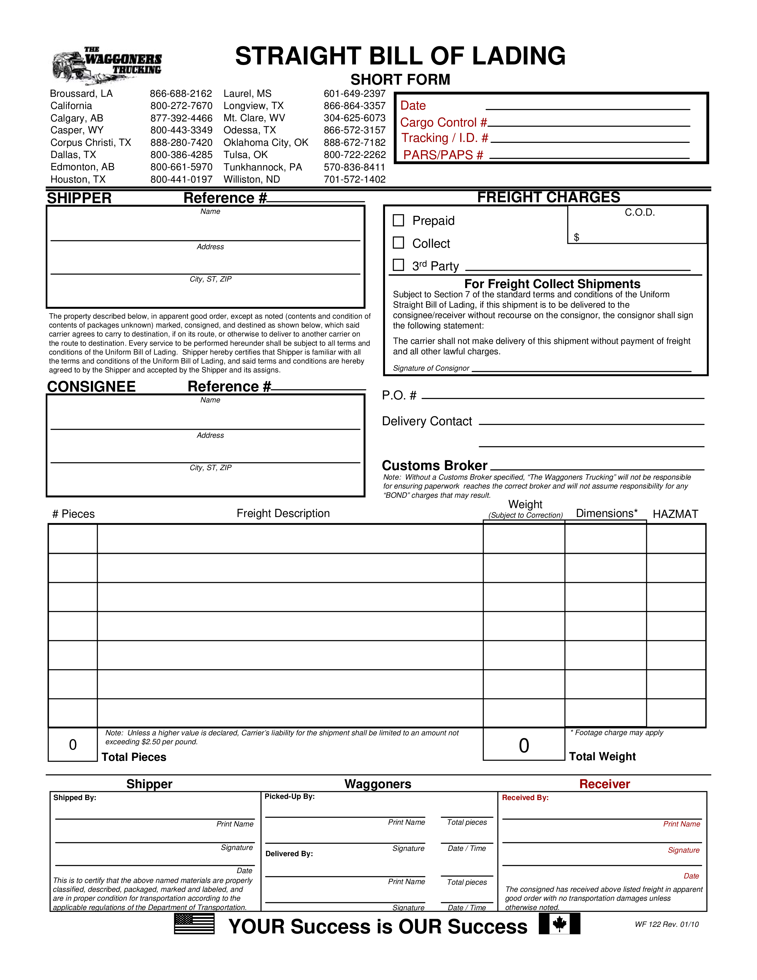 waggoner fillable waybill modèles