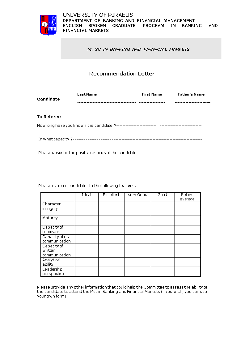 Application Form And Recommendation Letter main image