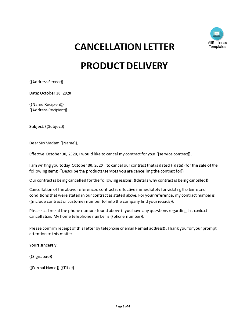 Service contract termination letter sample doc  Templates at