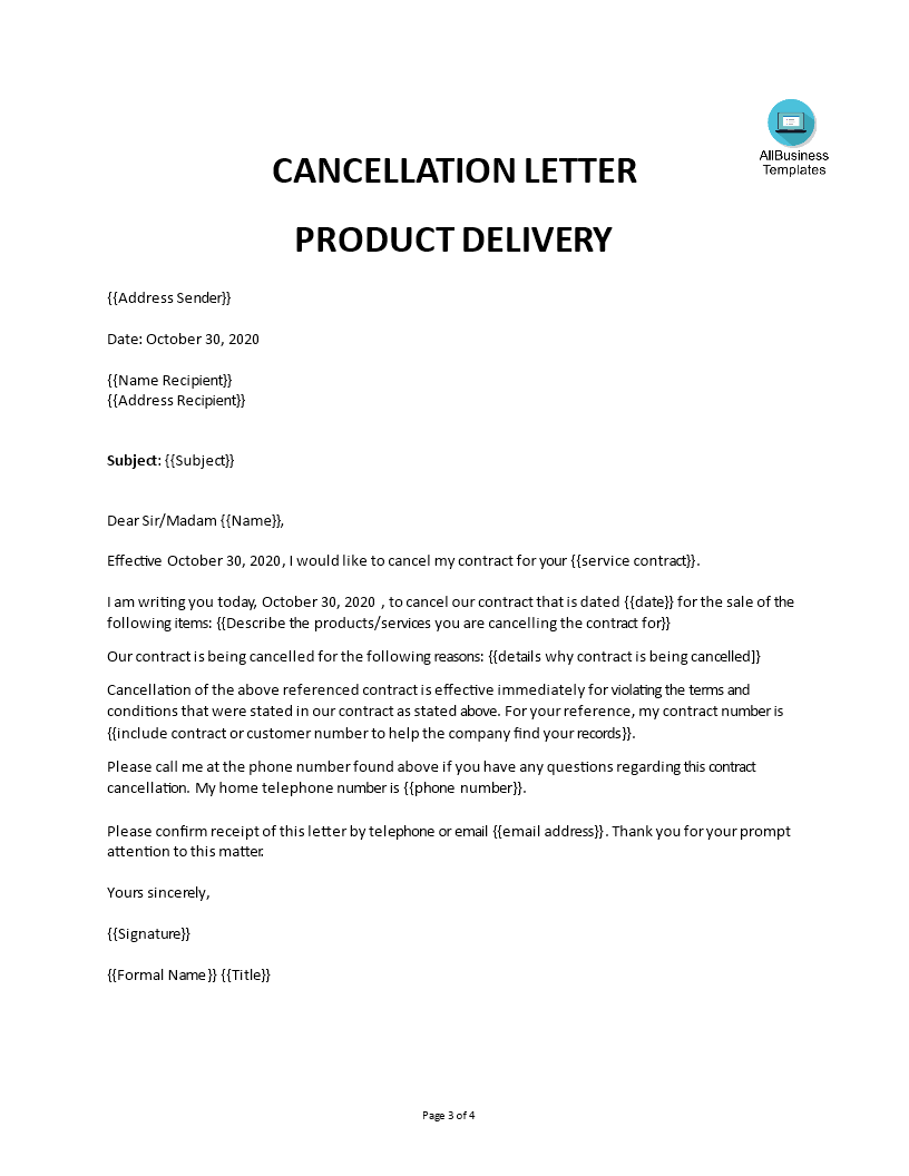 Kostenloses Service contract termination letter sample doc