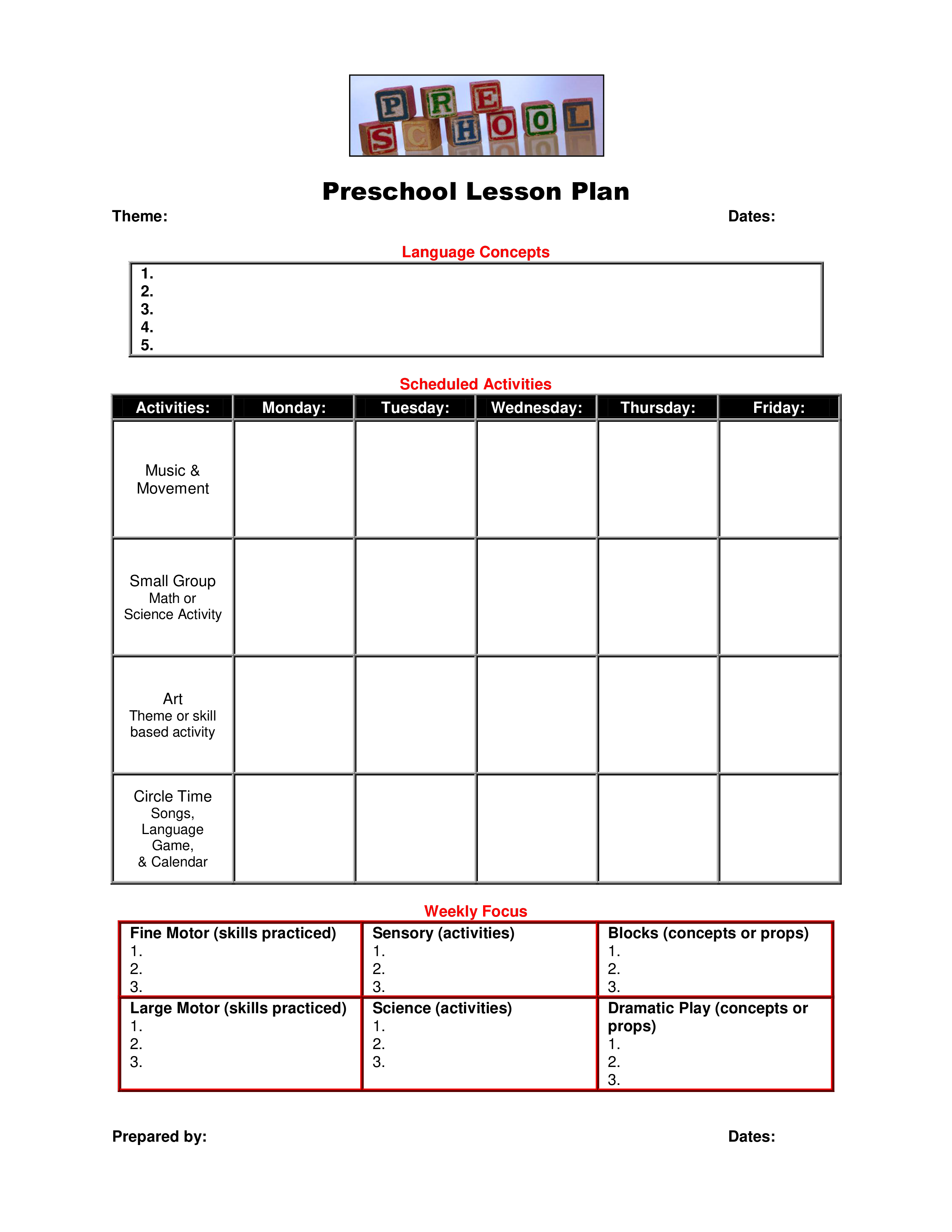 Lesson Plan Calendar Template PDF Template