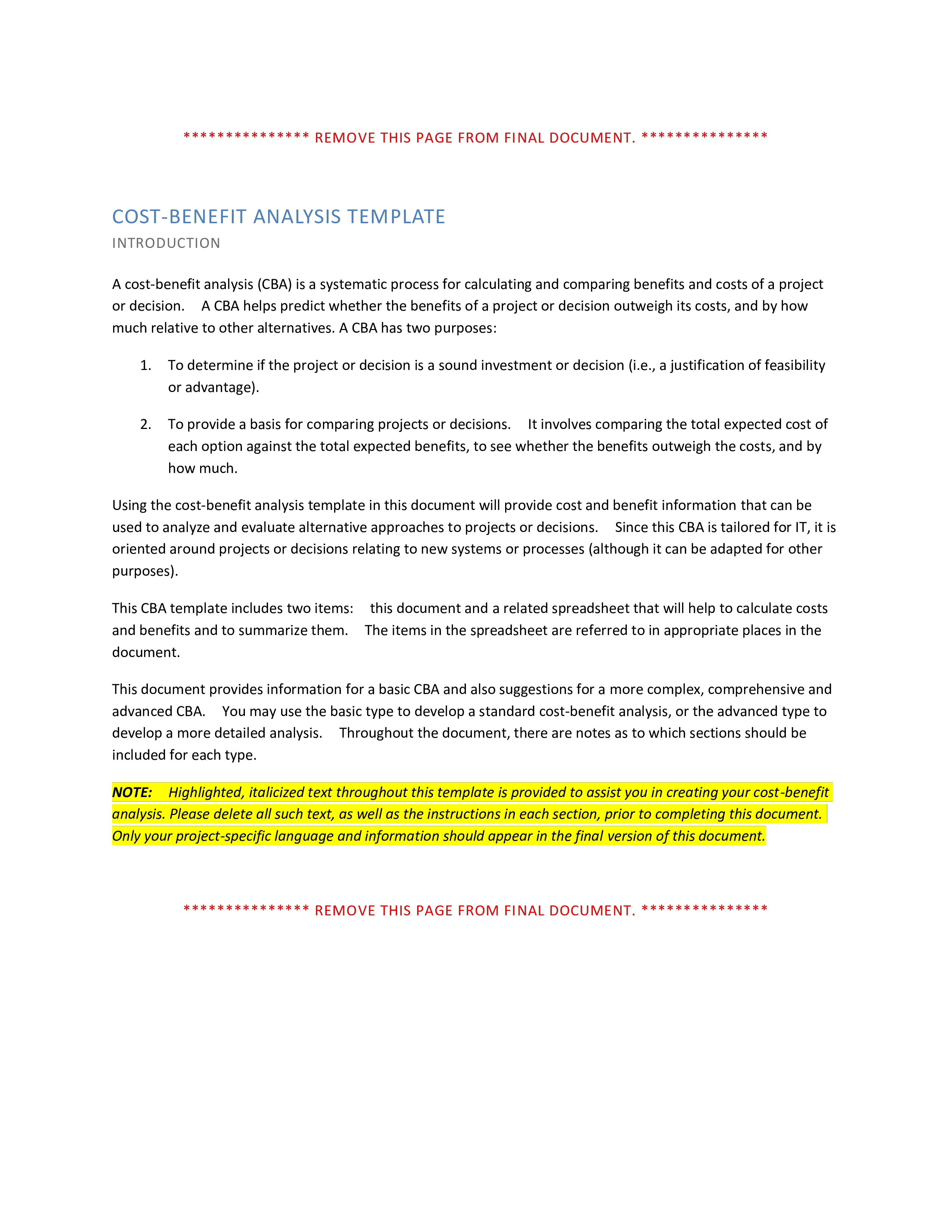 business case cost benefit analysis Hauptschablonenbild