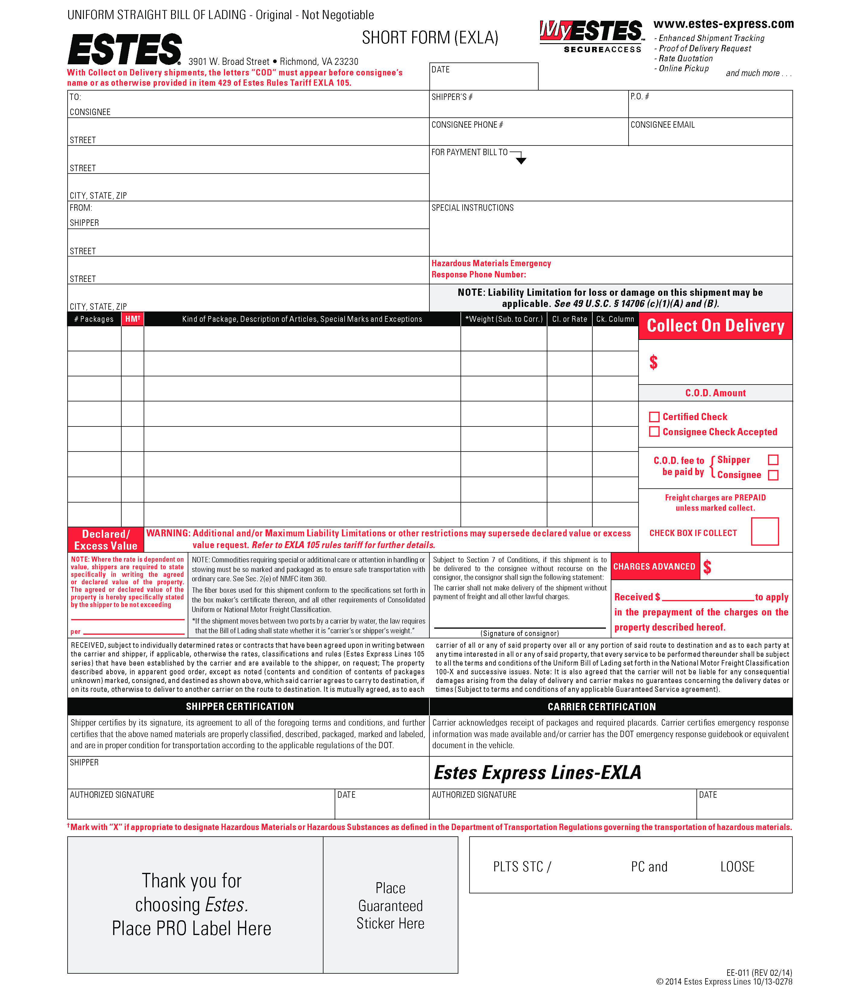 Bill Of Lading Sheet main image