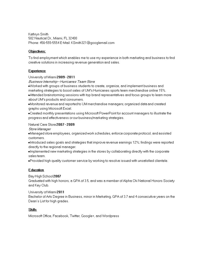 sme manager of marketing resume skills modèles