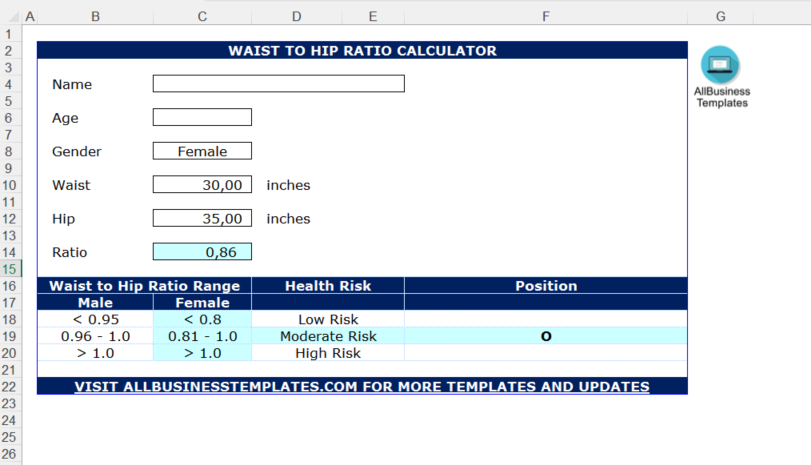 waist to hip ratio calculator voorbeeld afbeelding 