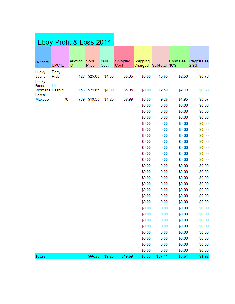 profit and loss statement template worksheet excel plantilla imagen principal