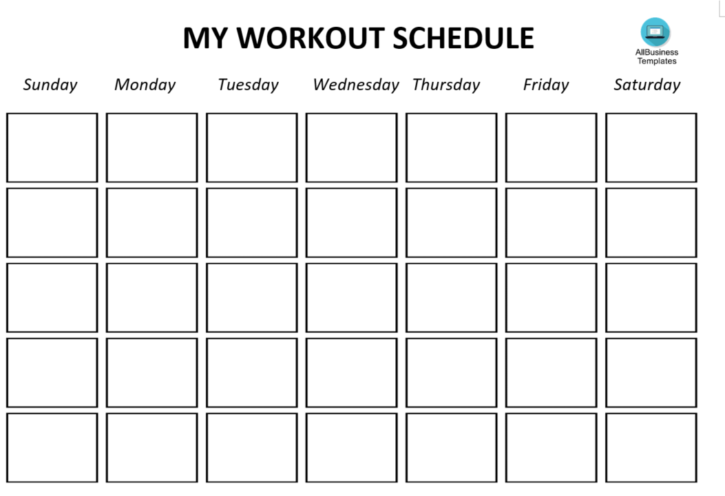 Kostenloses Printable Workout Log sheets In Blank Workout Schedule Template