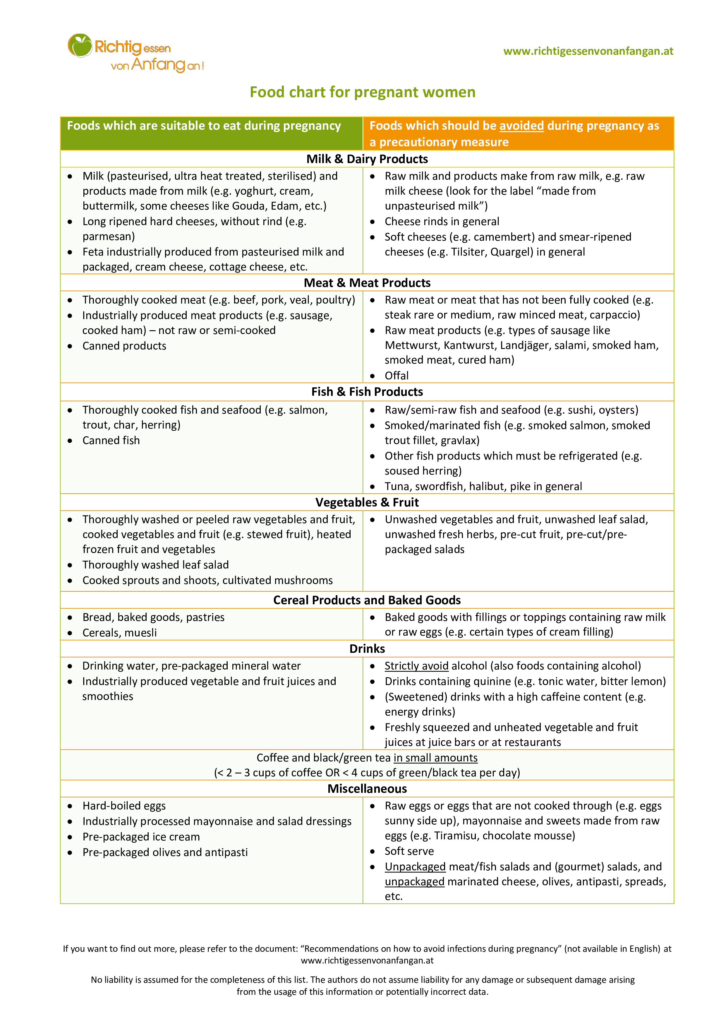 pregnancy food template