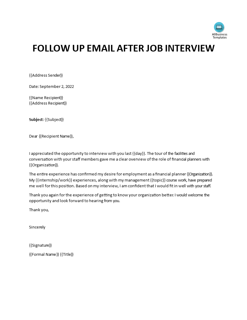 business followup letter after interview template