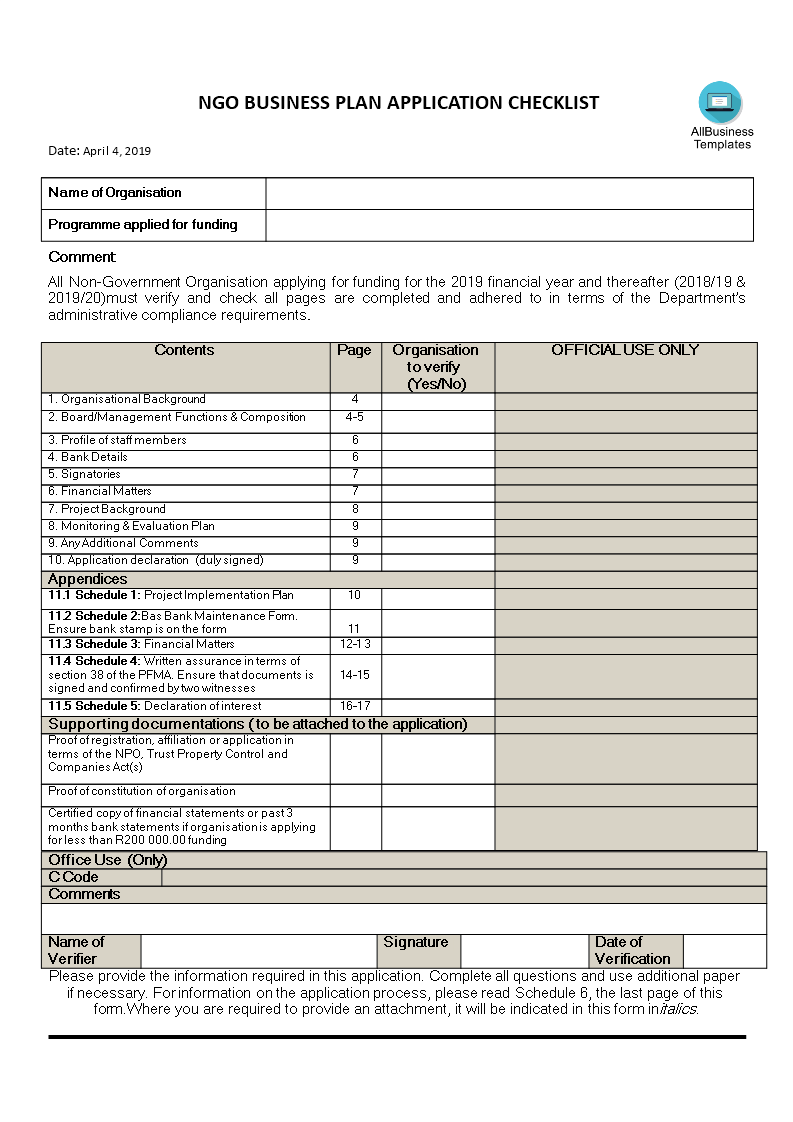 Business Plan for Non Profit Organisation Funding main image