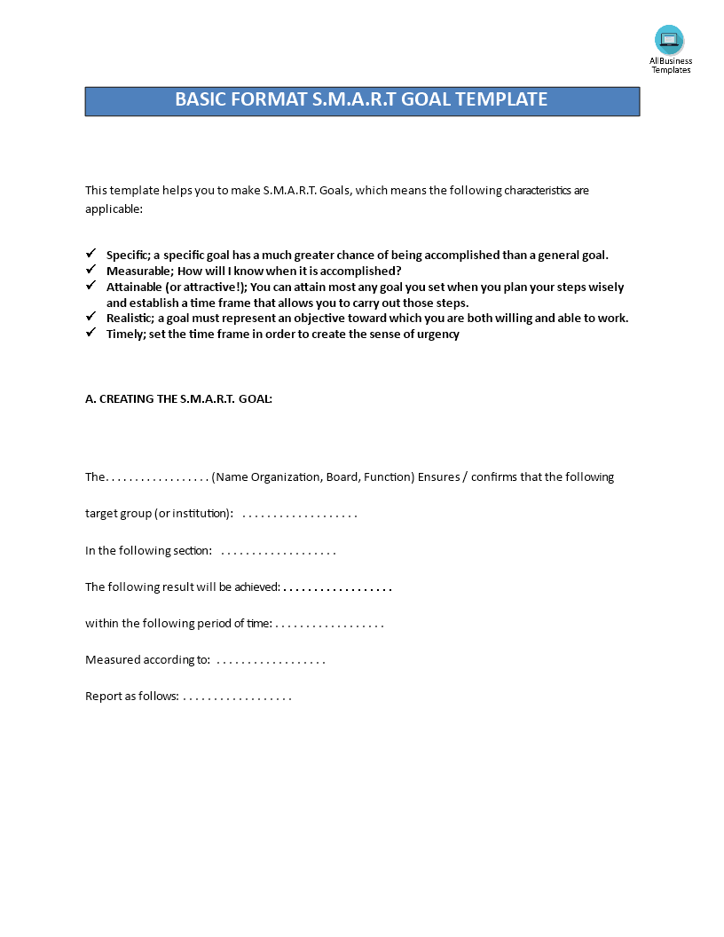 create smart goals worksheet voorbeeld afbeelding 