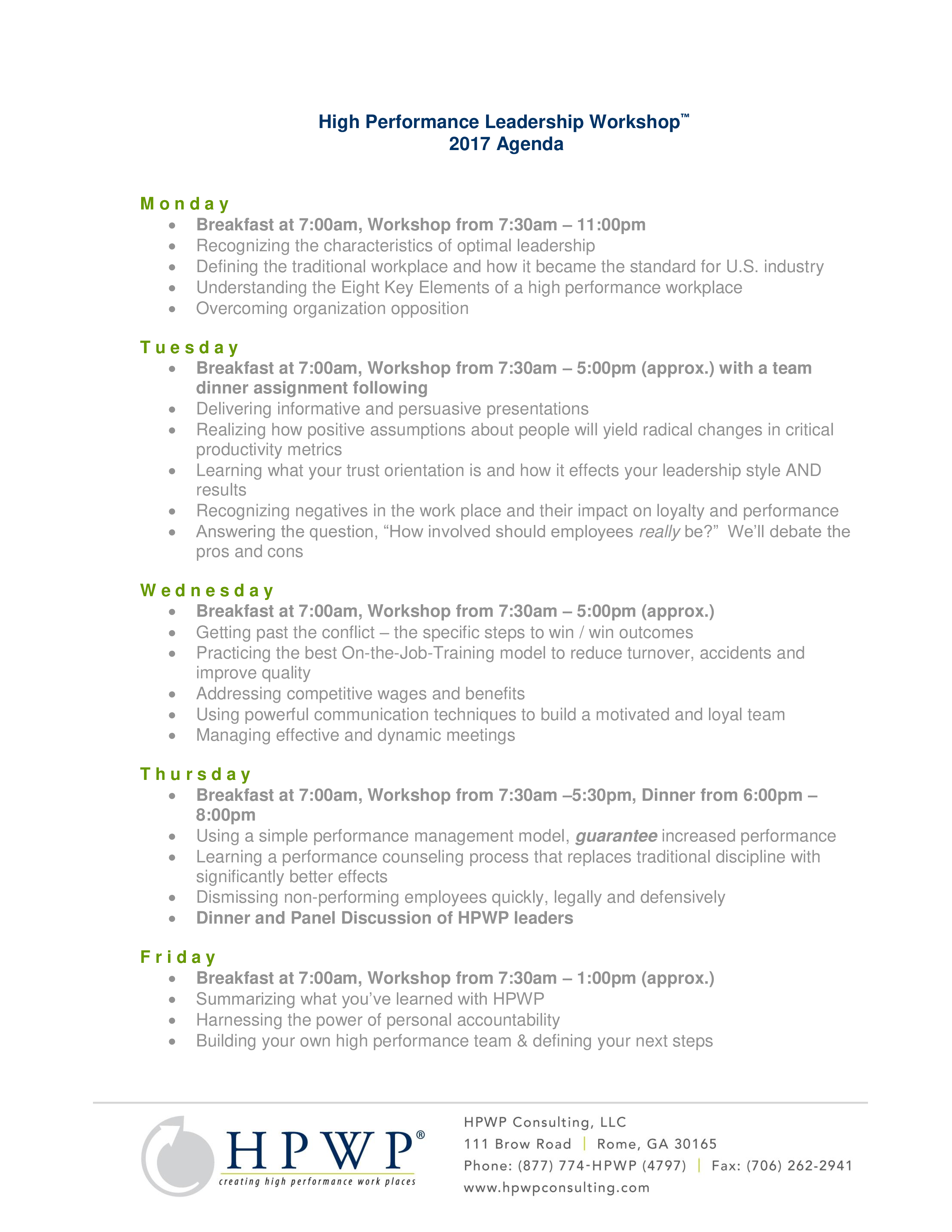 high performance learning agenda Hauptschablonenbild