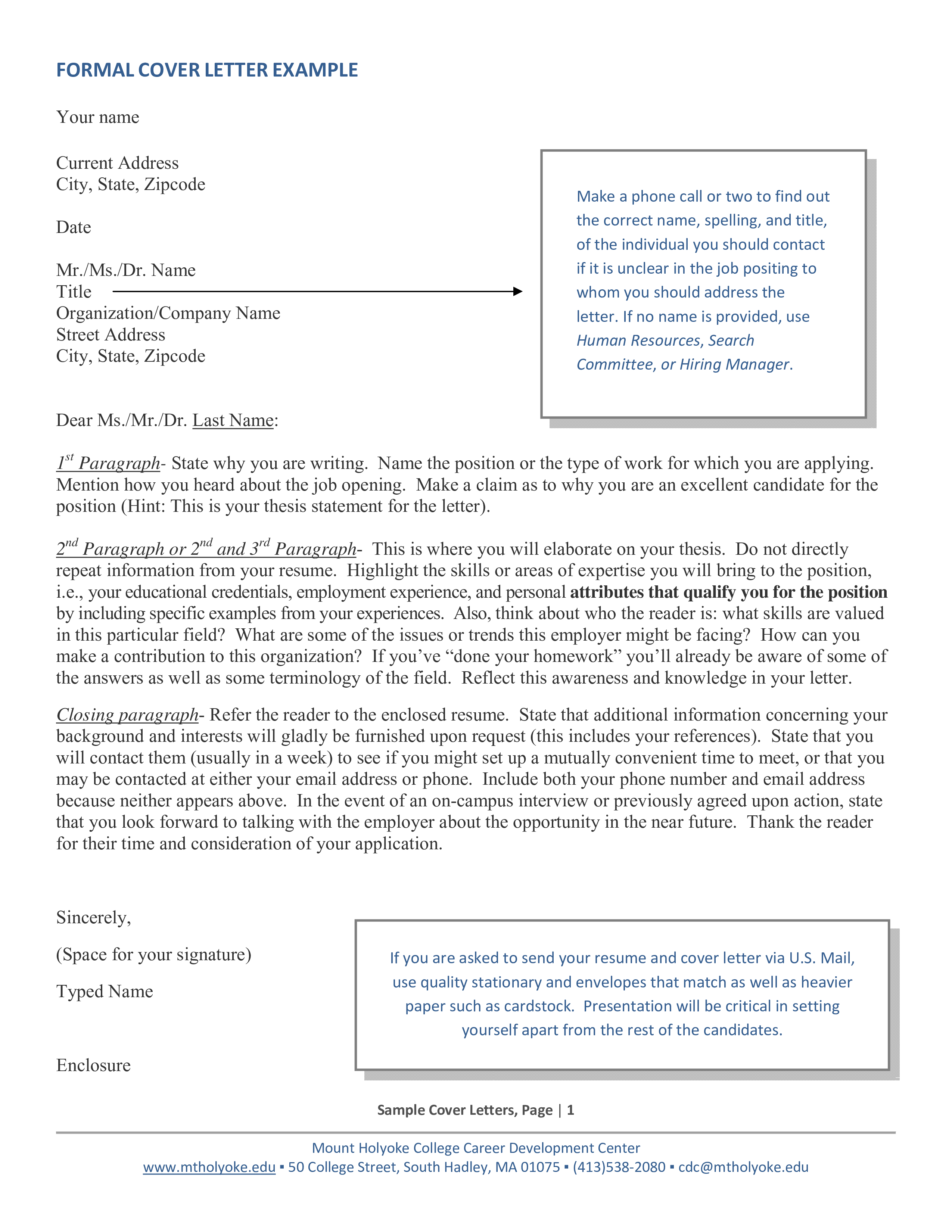 Formal Resume Application Cover Letter main image