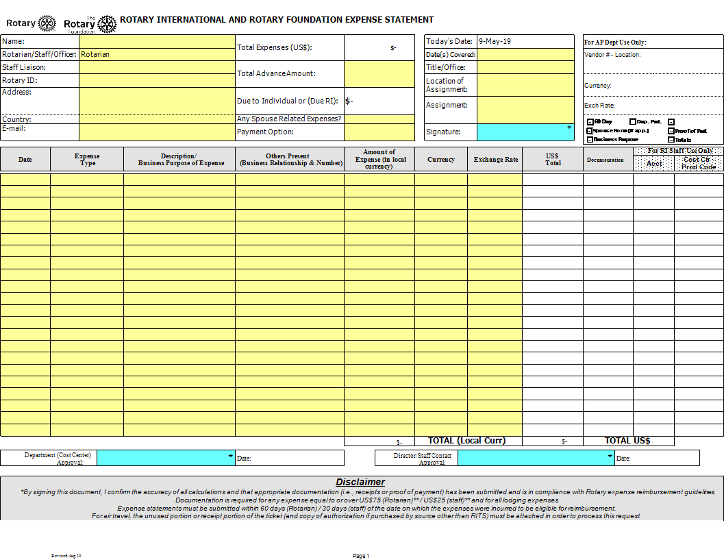 foundation expense statement sample voorbeeld afbeelding 