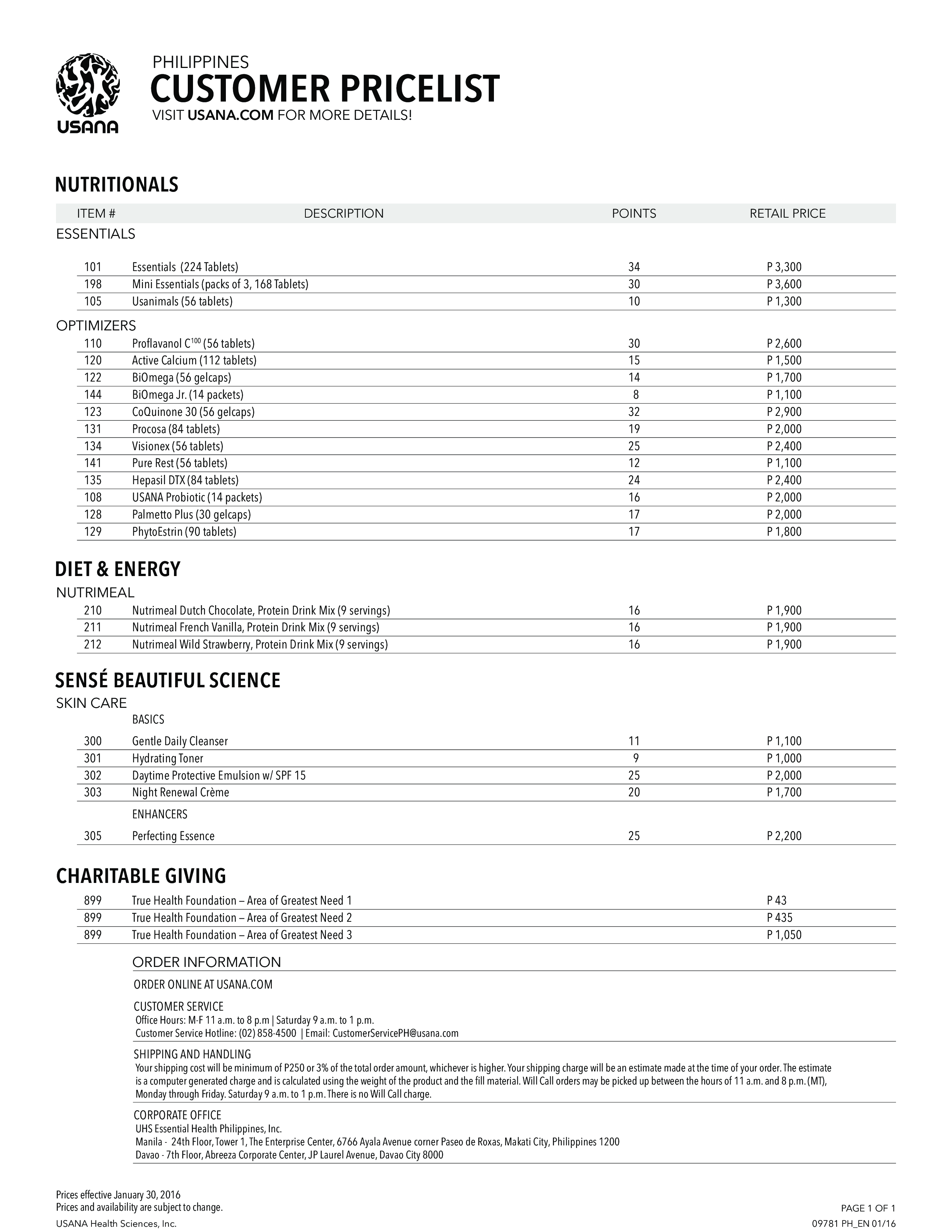 customer price list modèles