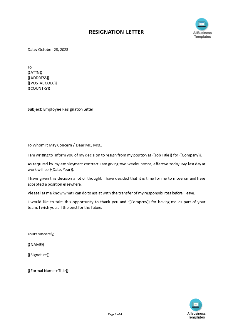 formal email resignation letter sales analyst voorbeeld afbeelding 