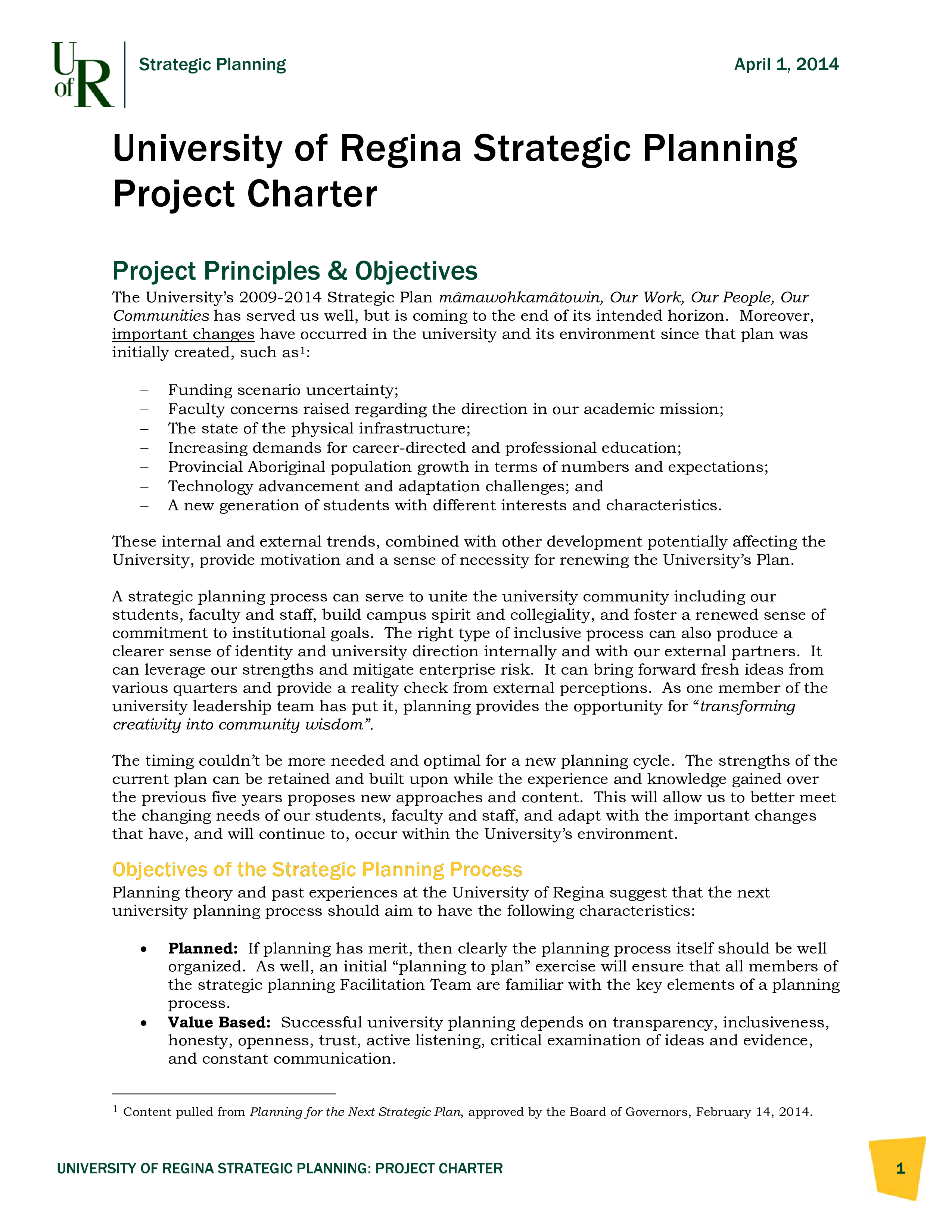 project charter strategic plan Hauptschablonenbild