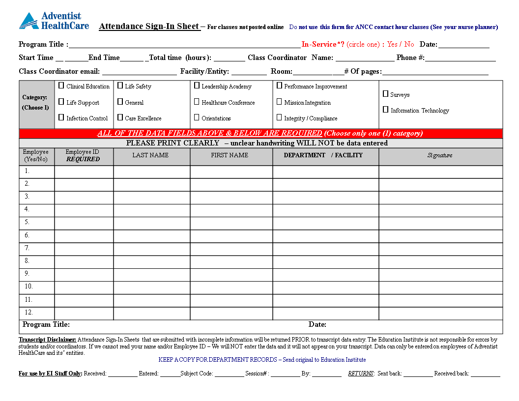 Employee Attendance Sign In Sheet | Templates at allbusinesstemplates.com