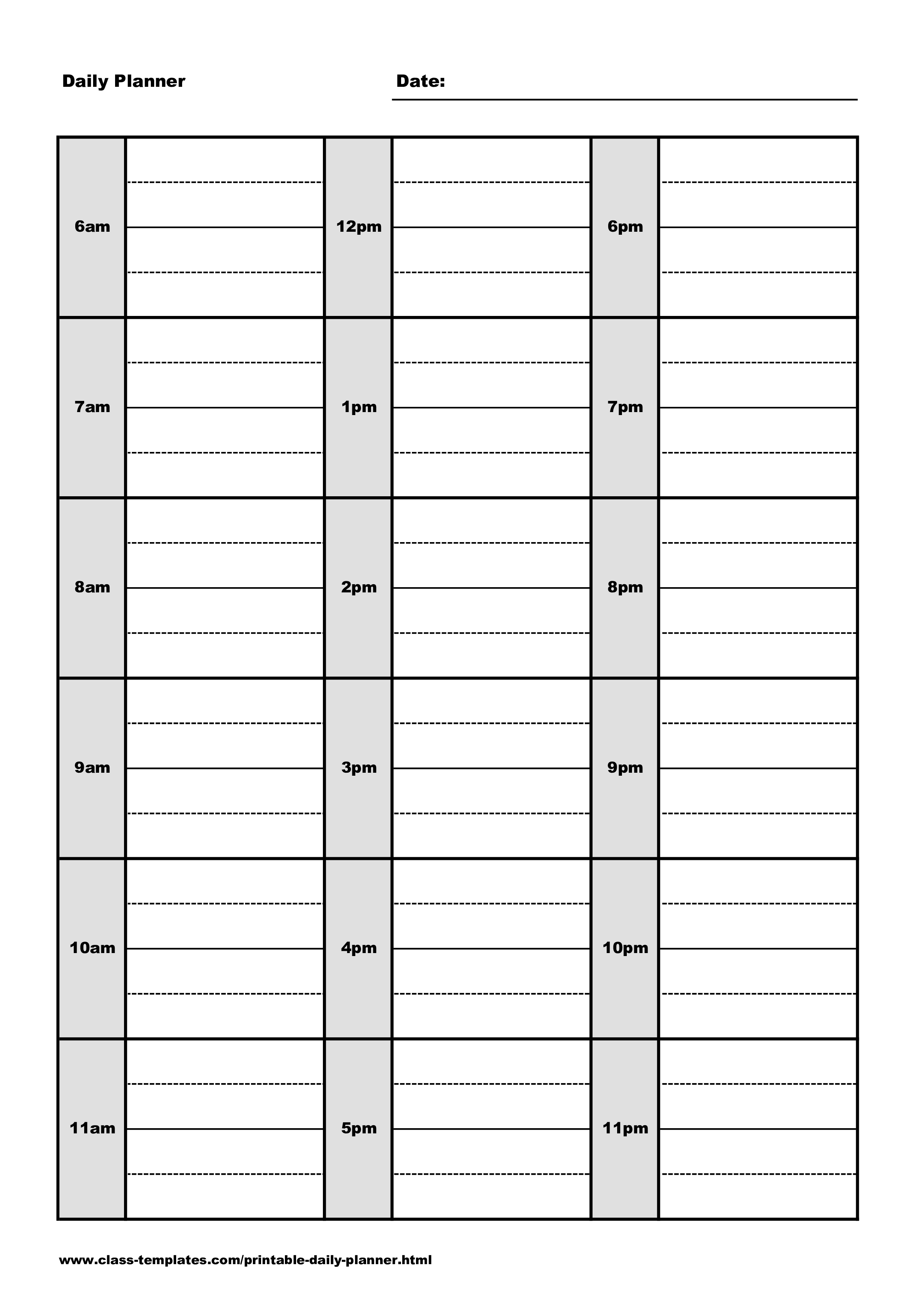 daily planner design 6am-12am Hauptschablonenbild