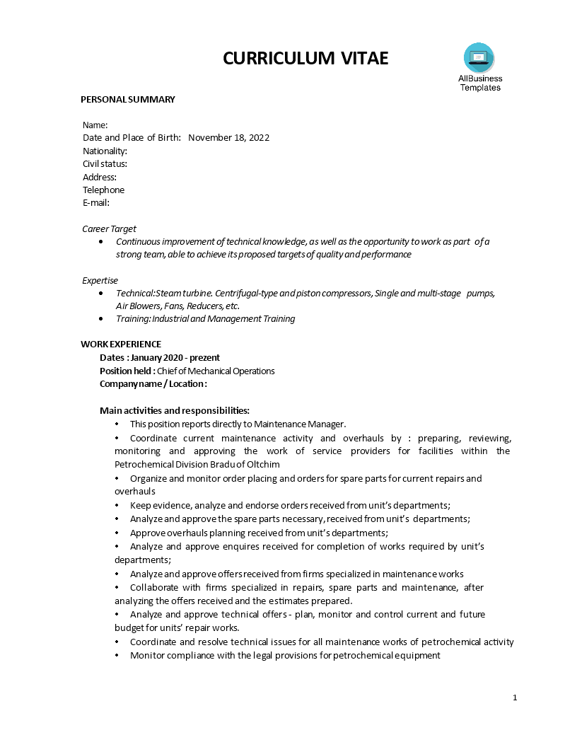 maintenance manager voorbeeld afbeelding 