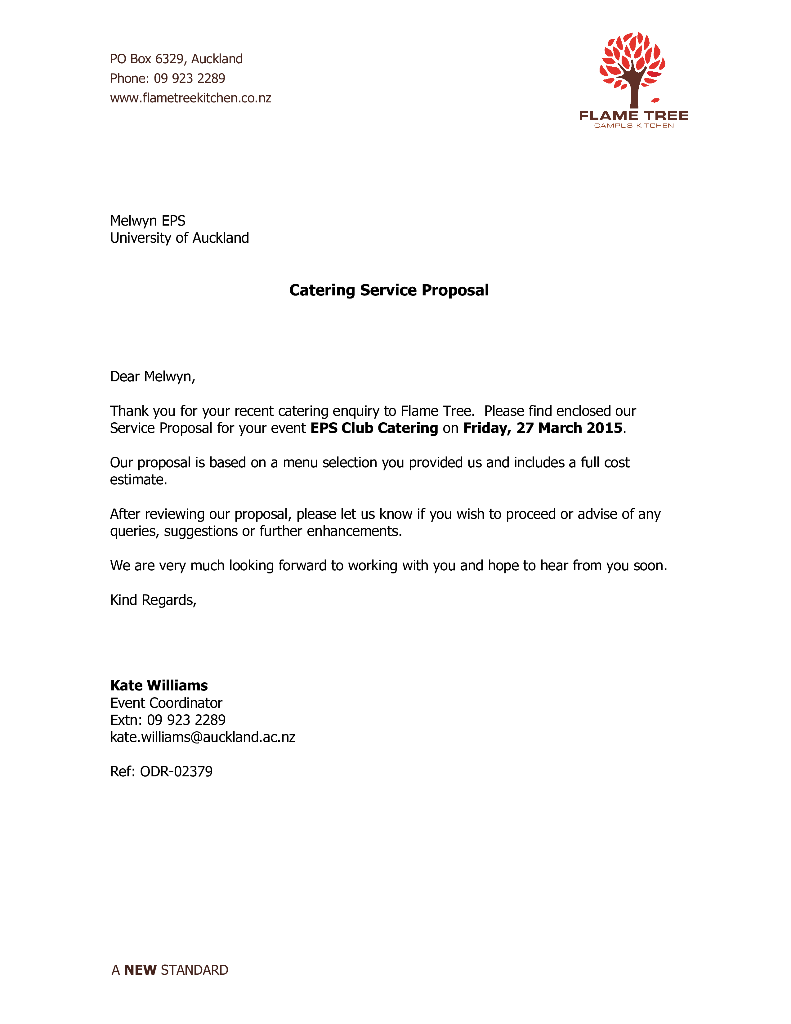 Kostenloses Services Proposal Within Catering Proposal Template