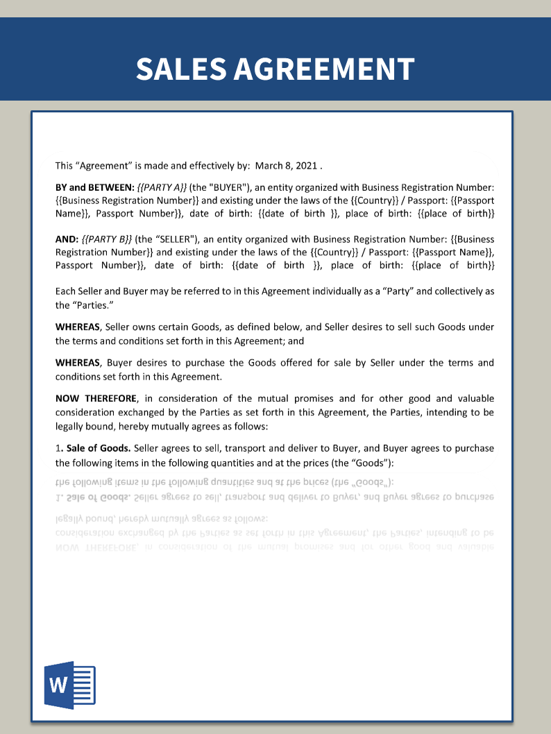 Contract For The Sale Of Goods Templates At Allbusinesstemplates