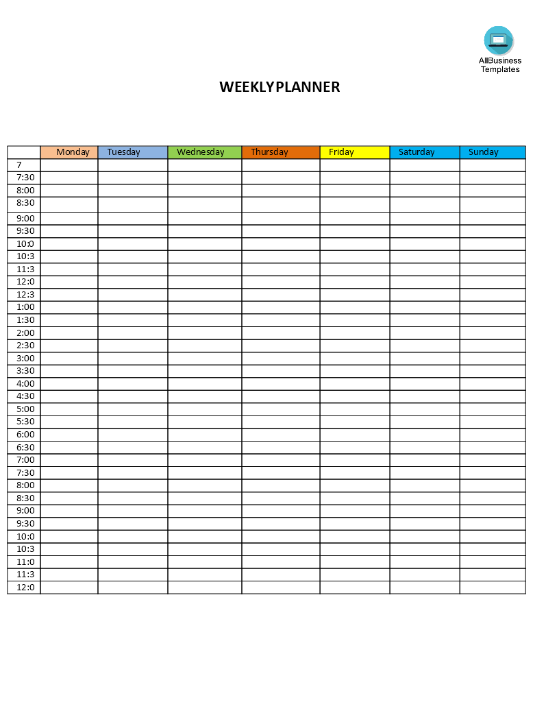 printable weekly planner modèles